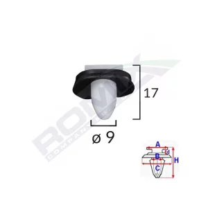 CLIPS FIXARE ELEMENTE EXTERIOARE PENTRU CITROEN/PEUGEOT/FIAT 9X17MM - ALB SET 10 BUC