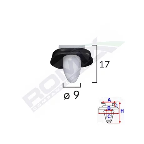 CLIPS FIXARE ELEMENTE EXTERIOARE PENTRU CITROEN/PEUGEOT/FIAT 9X17MM - ALB SET 10 BUC