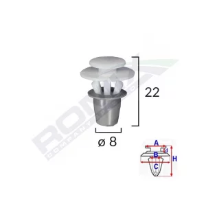 CLIPS FIXARE ELEMENTE EXTERIOARE PENTRU SEAT VW 8X22MM - ALB SET 10 BUC