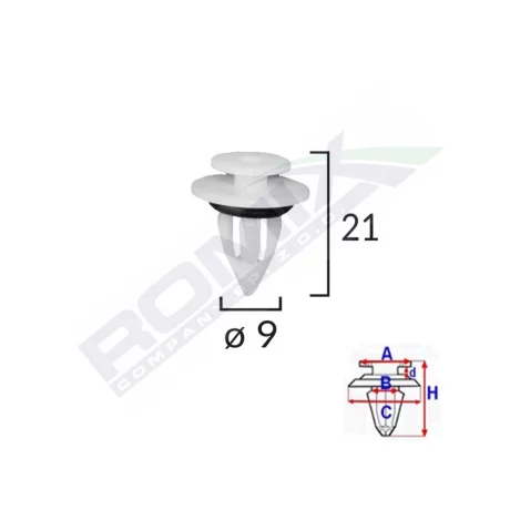 CLIPS FIXARE ELEMENTE PRAG PENTRU BMW, MINI 9X21MM ALB SET 10 BUC