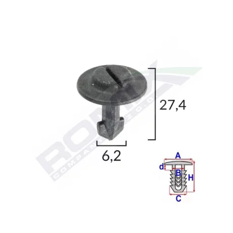 CLIPS FIXARE ELEMENTE ROATA PENTRU AUDI/SEAT/VW 6.2X27.4MM - NEGRU SET 10 BUC