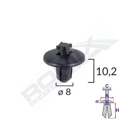 CLIPS FIXARE ELEMENTE ROATA PENTRU CITROEN/PEUGEOT 8X10.2 - NEGRU SET 10 BUC