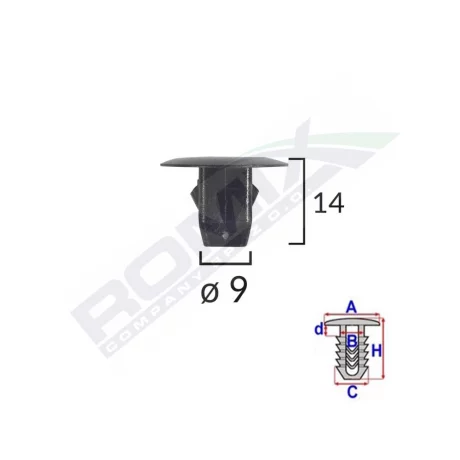 CLIPS FIXARE ELEMENTE ROATA PENTRU HONDA 9X14MM NEGRU SET 10 BUC