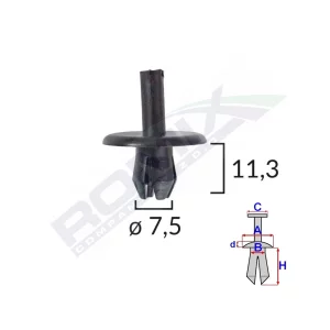 CLIPS FIXARE PENTRU ALFA ROMEO/FIAT 7.5X11.3MM - NEGRU SET 10 BUC