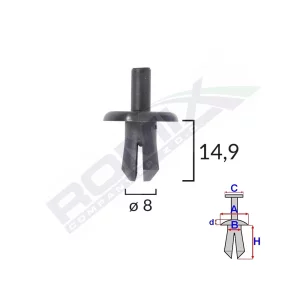 CLIPS FIXARE PENTRU AUDI, MERCEDES, OPEL 8X14.9MM NEGRU - SET 10 BUC
