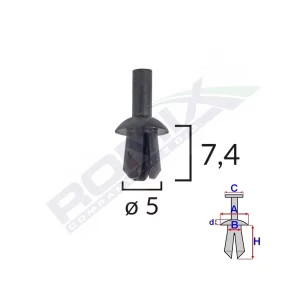 CLIPS FIXARE PENTRU AUDI/VW 5X7.4MM - NEGRU SET 25 BUC