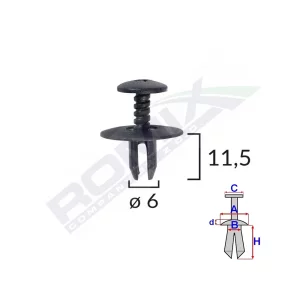 CLIPS FIXARE PENTRU BMW MINI 6X11.5MM - NEGRU SET 10 BUC