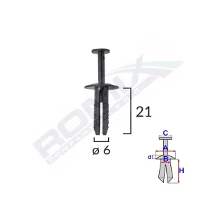 CLIPS FIXARE PENTRU BMW/OPEL 6X21MM - NEGRU SET 10 BUC