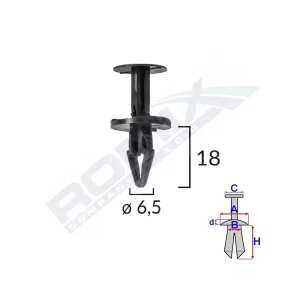 CLIPS FIXARE PENTRU FORD, OPEL 6.5X18MM NEGRU SET 10BUC