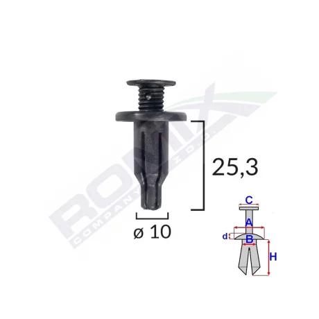 CLIPS FIXARE PENTRU HONDA/HYUNDAI/LEXUS/TOYOTA/KIA - FIXARE MASCA FATA - NEGRU SET 10 BUC