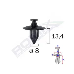 CLIPS FIXARE PENTRU HONDA/SUZUKI/VOLVO 8X13.4MM - NEGRU SET 10 BUC