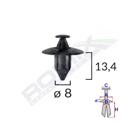 CLIPS FIXARE PENTRU HONDA/SUZUKI/VOLVO 8X13.4MM - NEGRU SET 10 BUC