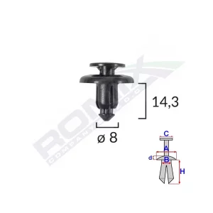CLIPS FIXARE PENTRU MAZDA/SUBARU 8X14.3MM - NEGRU SET 10 BUC