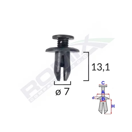 CLIPS FIXARE PENTRU MAZDA/SUZUKI 7X13.1MM - NEGRU SET 10 BUC