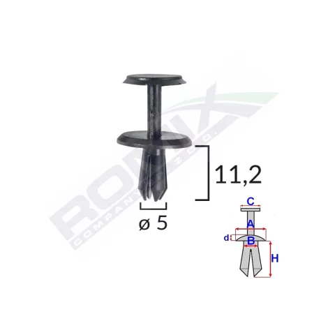 CLIPS FIXARE PENTRU MERCEDES 5X11.2MM - NEGRU SET 10 BUC