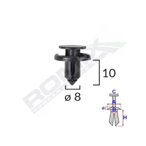 CLIPS FIXARE PENTRU NISSAN/TOYOTA/LEXUS/SUZUKI 8X10MM - NEGRU SET 10 BUC