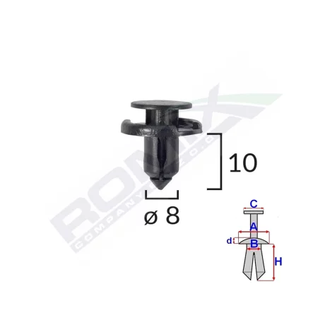 CLIPS FIXARE PENTRU NISSAN/TOYOTA/LEXUS/SUZUKI 8X10MM - NEGRU SET 10 BUC