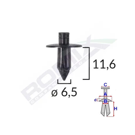 CLIPS FIXARE PENTRU SUZUKI 6.5X11.6MM - NEGRU SET 10 BUC