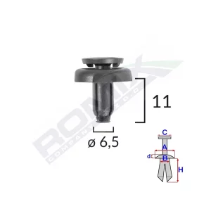 CLIPS FIXARE PENTRU TOYOTA6.5X11MM NEGRU SET 10 BUC