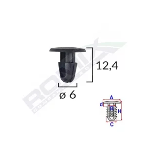 CLIPS FIXARE PENTRU TOYOTA/LEXUS 6X12.4MM - NEGRU SET 10 BUC