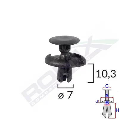 CLIPS FIXARE PENTRU TOYOTA/SUZUKI 7X10.3MM - NEGRU SET 10 BUC