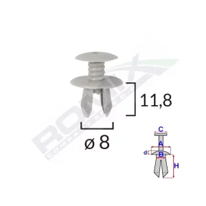 CLIPS FIXARE PENTRU VW 8X11.8MM - GRI SET 10 BUC