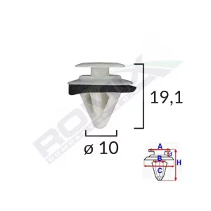 CLIPS TAPITERIE PENTRU MAZDA/SUBARU 10X19.1MM - ALB SET 10 BUC