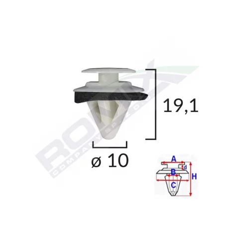 CLIPS TAPITERIE PENTRU MAZDA/SUBARU 10X19.1MM - ALB SET 10 BUC