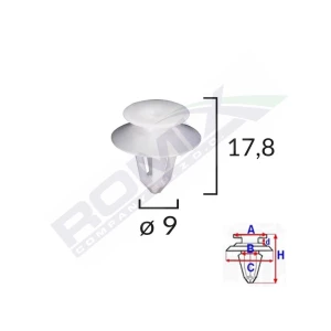 CLIPS TAPITERIE PENTRU MERCEDES/DACIA LOGAN 9X17.8MM - NEGRU SET 10 BUC