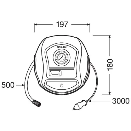 COMPRESOR AUTO 12V 120 W CU AFISAJ ANALOGIC TYREINFLATE 200 OSRAM