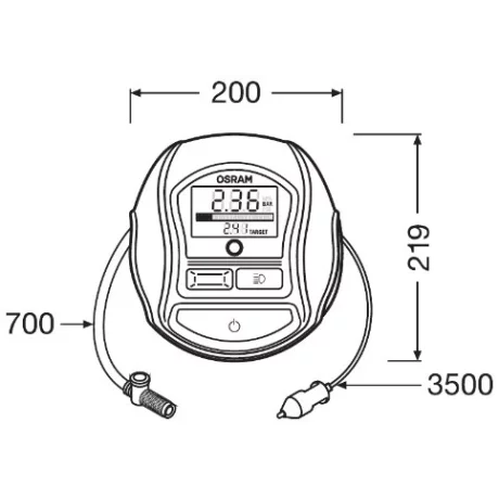 COMPRESOR AUTO 12V 180 W CU AFISAJ DIGITAL TYREINFLATE 1000 OSRAM