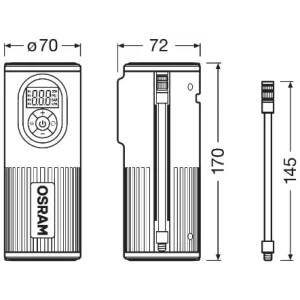 COMPRESOR AUTO CU ACUMULATOR 5200 mAh SI AFISAJ DIGITAL TYREINFLATE 2000 OSRAM