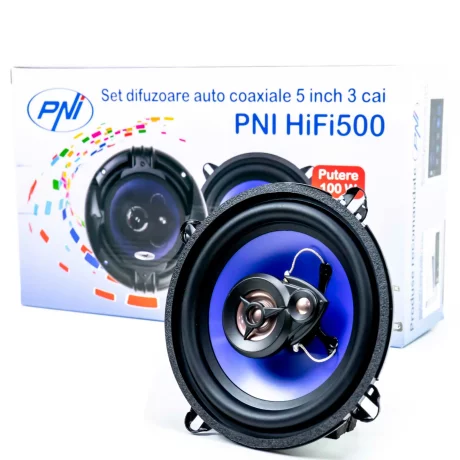 DIFUZOARE AUTO COAXIALE PNI HIFI500, 100W, 12.7 CM, 3 CAI, SET 2 BUC