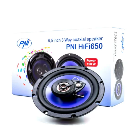 DIFUZOARE AUTO COAXIALE PNI HIFI650, 120W, 16.5 CM, 3 CAI, GRILA INCLUSA, SET 2 BUC