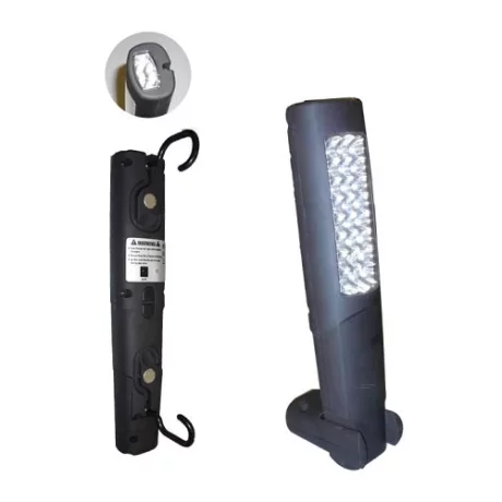 LAMPA DE LUCRU PORTABILA 24+6 LEDURI DUBLU MAGNETICA. SUPORT SI BAZA METALICA JBM