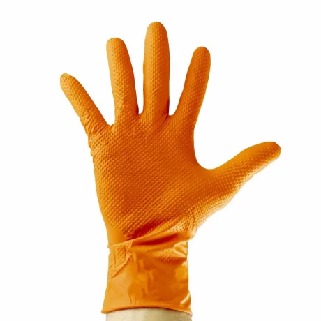 MANUSI DIN NITRIL DE CULOARE ORANGE 7.0 MIL TEXTURA DE DIAMANT M (100 BUCATI) JBM
