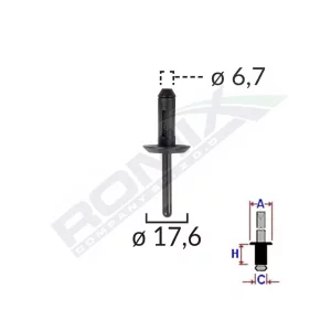 POPNIT PLASTIC UNIVERSAL 6.7X17.6MM - NEGRU SET 10 BUC
