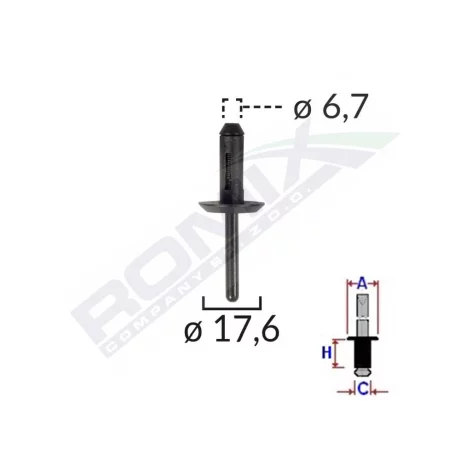 POPNIT PLASTIC UNIVERSAL 6.7X17.6MM - NEGRU SET 10 BUC