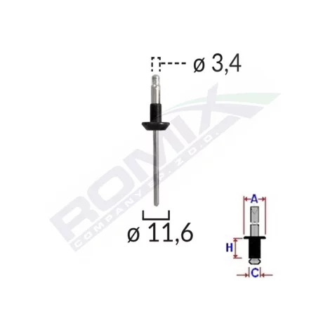 POPNIT VOLVO UNIVERSAL 3.4X11.6MM - METALIC SET 10 BUC