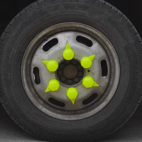 SET 10 BUCATI CAPAC PLASTIC PENTRU PREZON ROATA CU INDICATOR 33 MM NEON GALBEN 41 MM