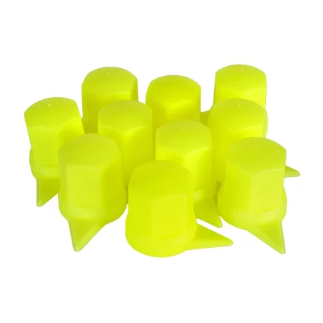 SET 10 BUCATI CAPAC PLASTIC PENTRU PREZON ROATA CU INDICATOR 33 MM NEON GALBEN 54.5 MM