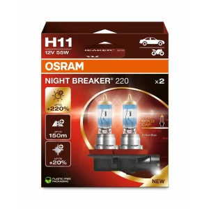 SET 2 BECURI 12V H11 55 W NIGHT BREAKER +220% OSRAM