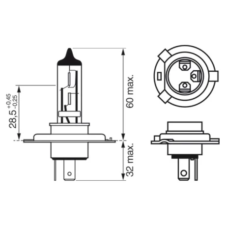 SET 2 BECURI 12V H4 60W / 55W PURE LIGHT BOSCH