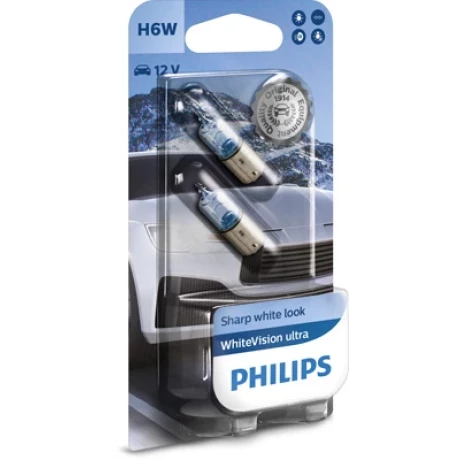 SET 2 BECURI 12V H6W BAX9S (blister) WHITE VISION ULTRA PHILIPS
