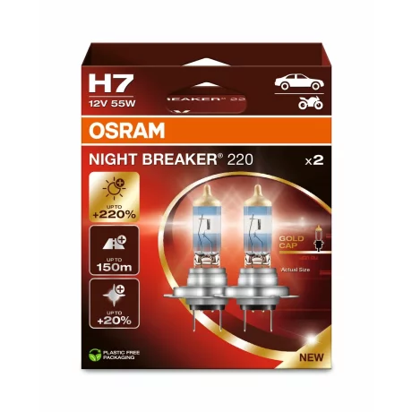 SET 2 BECURI 12V H7 55 W NIGHT BREAKER +220% OSRAM