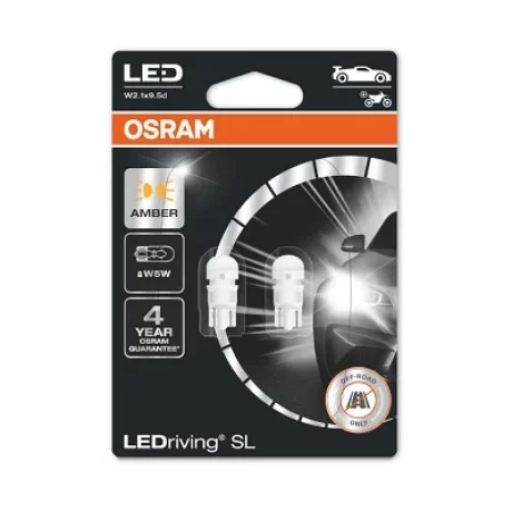 SET 2 BECURI AUXILIARE CU LED 12V (W5W) AMBER BLI OSRAM
