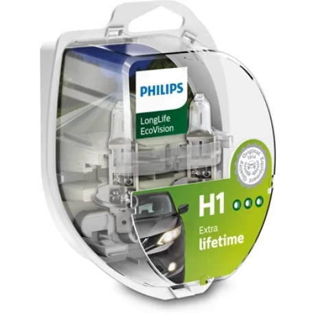SET 2 BECURI FAR H1 55W 12V LONG LIFE ECOVISION PHILIPS