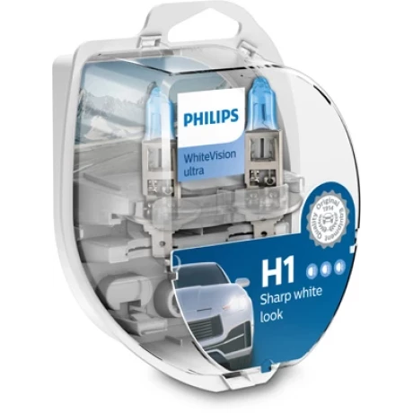 SET 2 BECURI FAR H1/W5W P14.5S 55W 12V WHITE VISION ULTRA PHILIPS