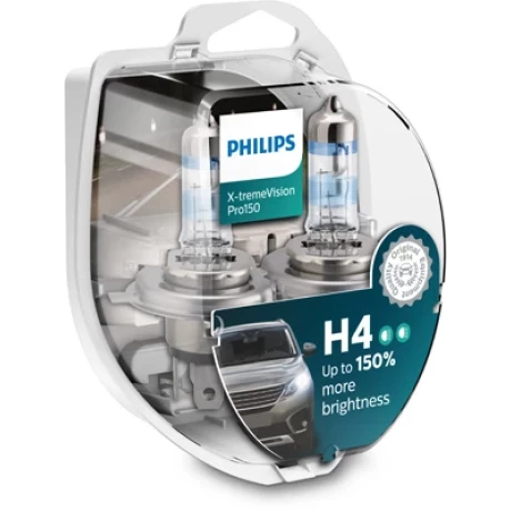 SET 2 BECURI FAR H4 60/55W 12V X-TREME VISION PRO150 PHILIPS