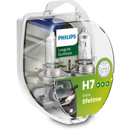 SET 2 BECURI FAR H7 55W 12V LONG LIFE ECOVISION PHILIPS